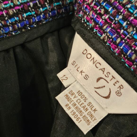Vintage Doncaster Silks Multicolor Woven Tweed Straight Office Midi Skirt 12 - Picture 5 of 7